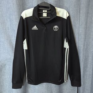 Adidas NHL 1/4 Zip Pullover Track Jacket 3 Stripe Buffalo Black Men’s S
